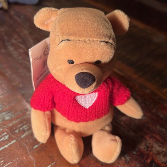 DISNEY "CUPID EEYORE" and "POOH WITH RED SWEATER" Bean Bag Plush New W/ Tags Vtg - Picture 6 of 11